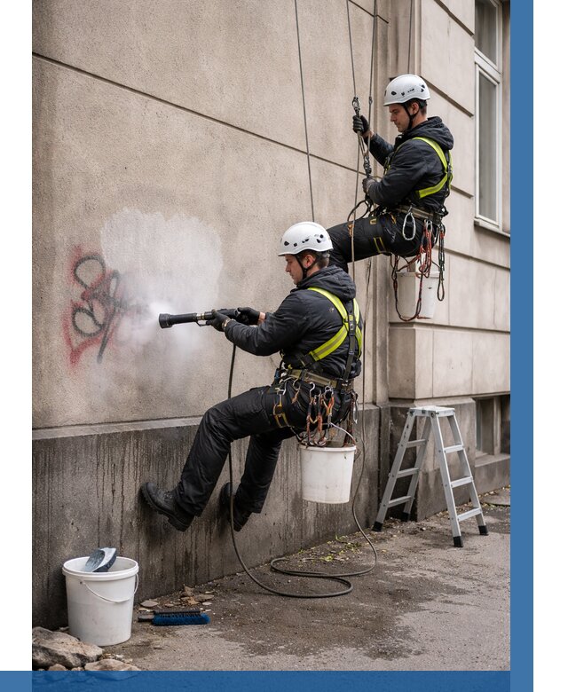 Удаление граффити с фасада в Ельце от 4621 р. | ВЫСОТНИК-Елц