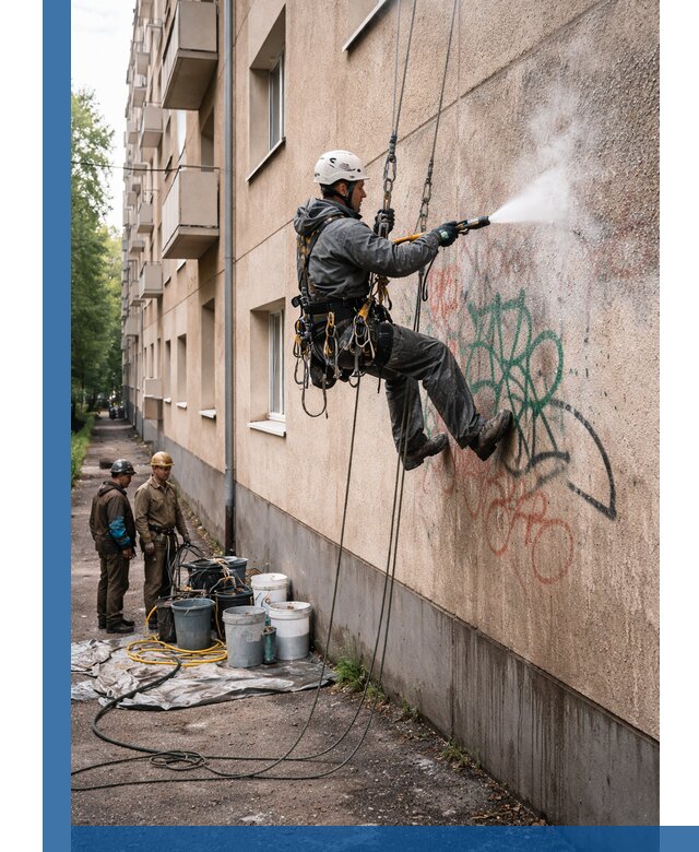 Удаление граффити с фасада в Ельце без следов и повреждений