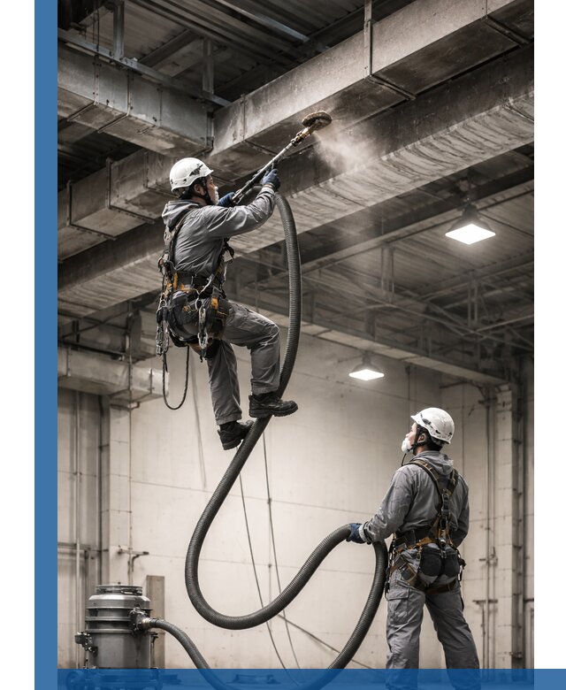 Обеспыливание потолочных конструкций в Ельце промышленным альпинизмом