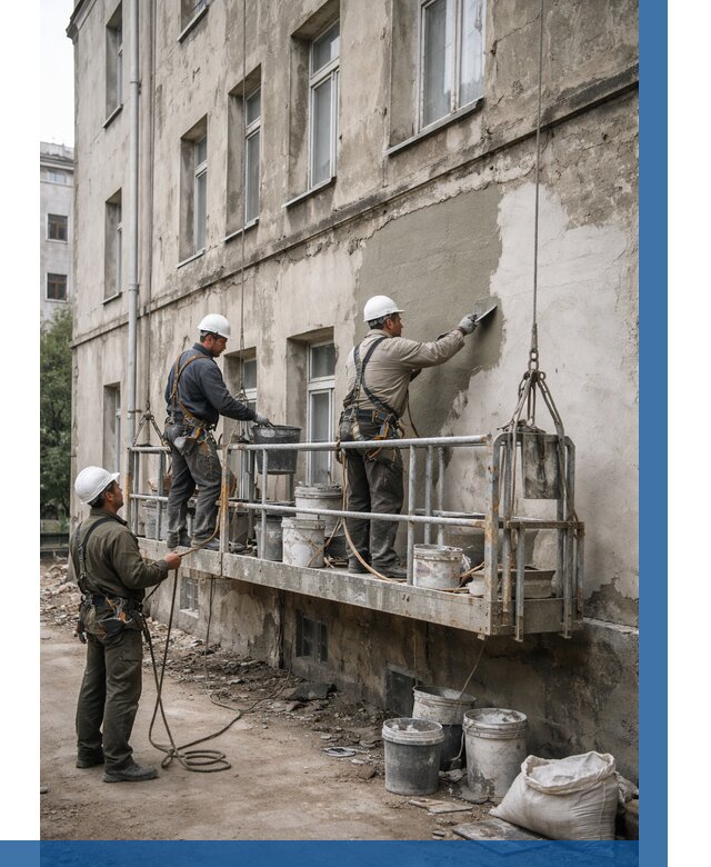 Капитальный ремонт фасада в Ельце от 4313 р. | ВЫСОТНИК-Елц