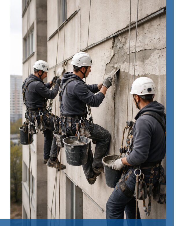 Ремонт бетонных элементов фасада в Ельце от 2567 р. | ВЫСОТНИК-Елц