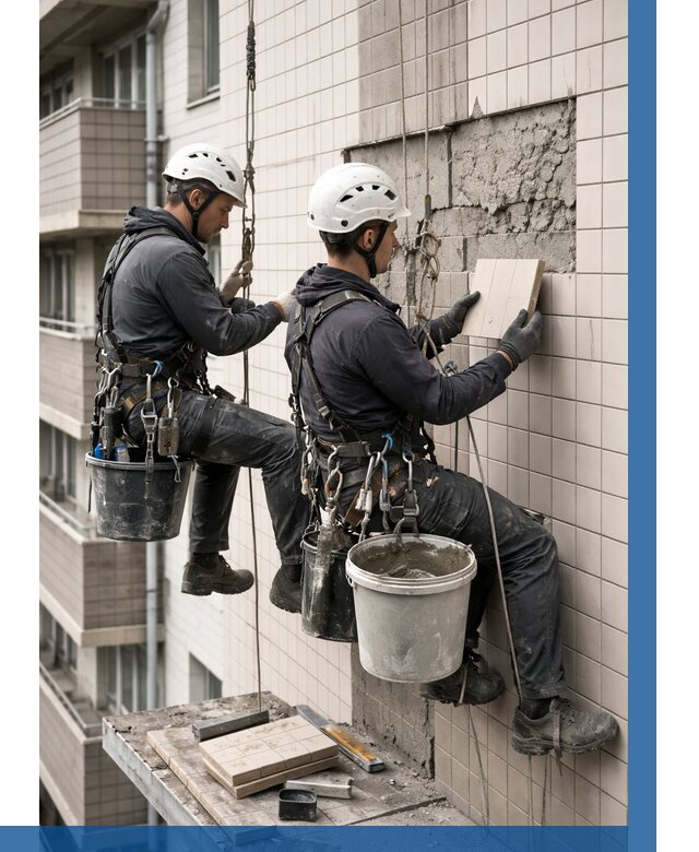 Ремонт облицовки фасада плиткой в Ельце от 1848 р. | ВЫСОТНИК-Елц