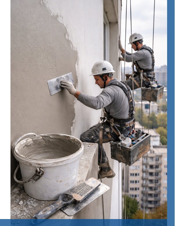 Шпаклевка фасада на высоте в Ельце от 719 р. | ВЫСОТНИК-Елц