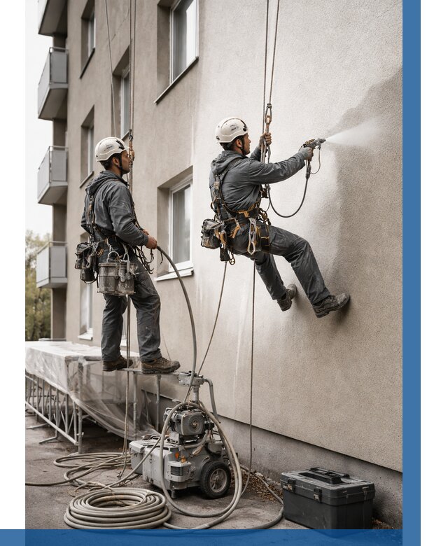 Безвоздушная покраска фасада в Ельце от 226 р/м² | ВЫСОТНИК-Елц