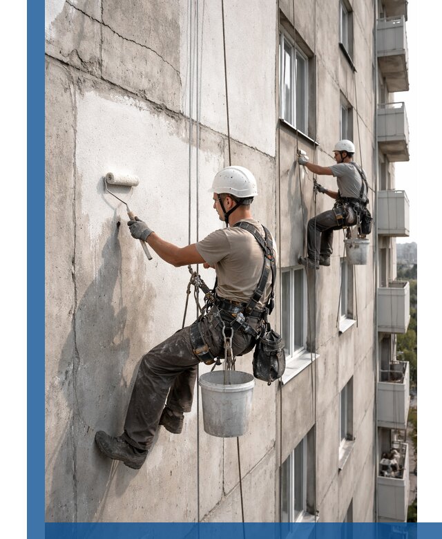 Покраска бетонного фасада в Ельце для жилых и промышленных объектов