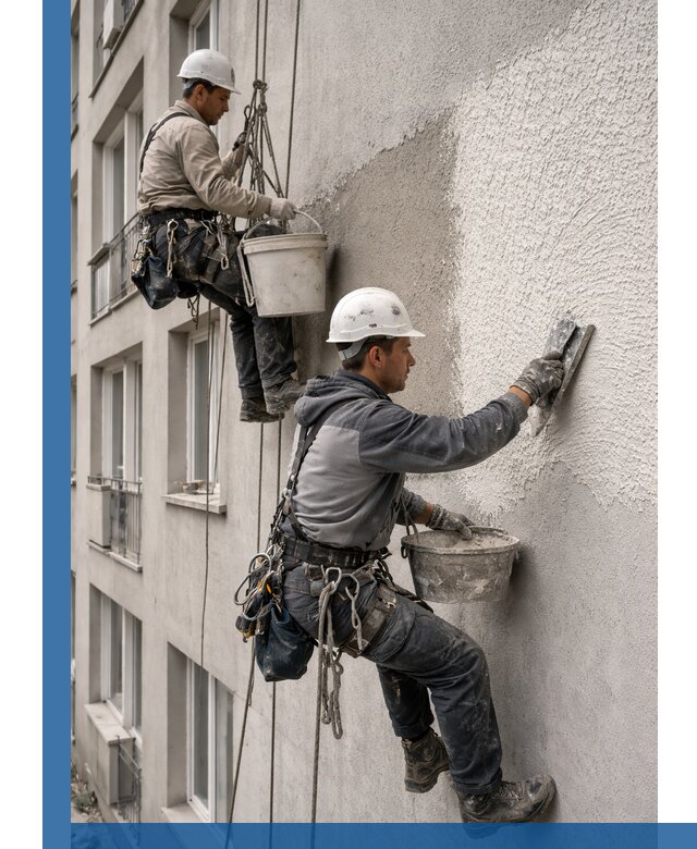 Нанесение декоративной штукатурки короед на фасад в Ельце