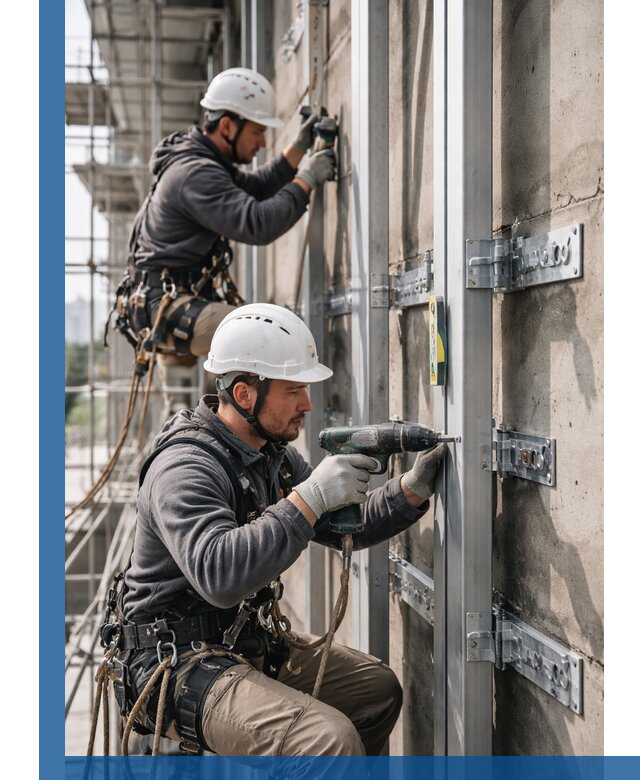 Монтаж и крепление подсистемы вентфасада в Ельце