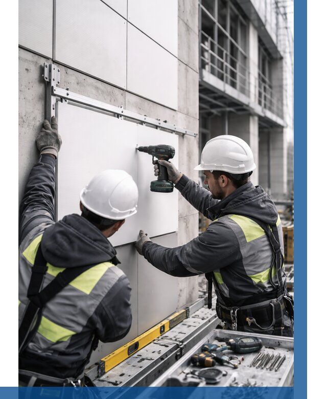 Монтаж композитных панелей фасада в Ельце от 2567 р. | ВЫСОТНИК-Елц