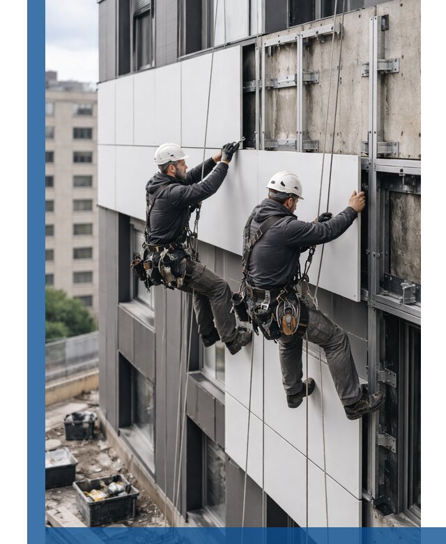 Монтаж композитных панелей фасада в Ельце под ключ