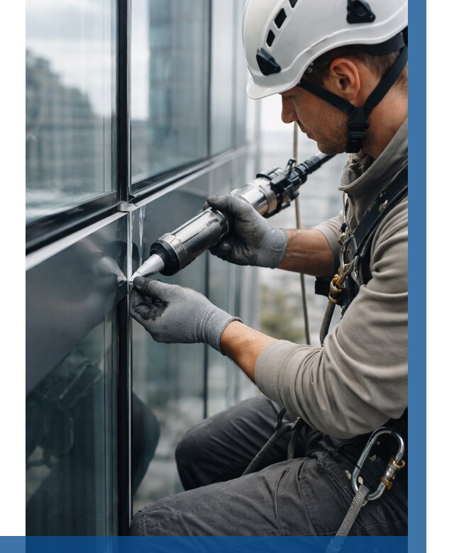 Герметизация стыков витража в Ельце от 1232 р. | ВЫСОТНИК-Елц