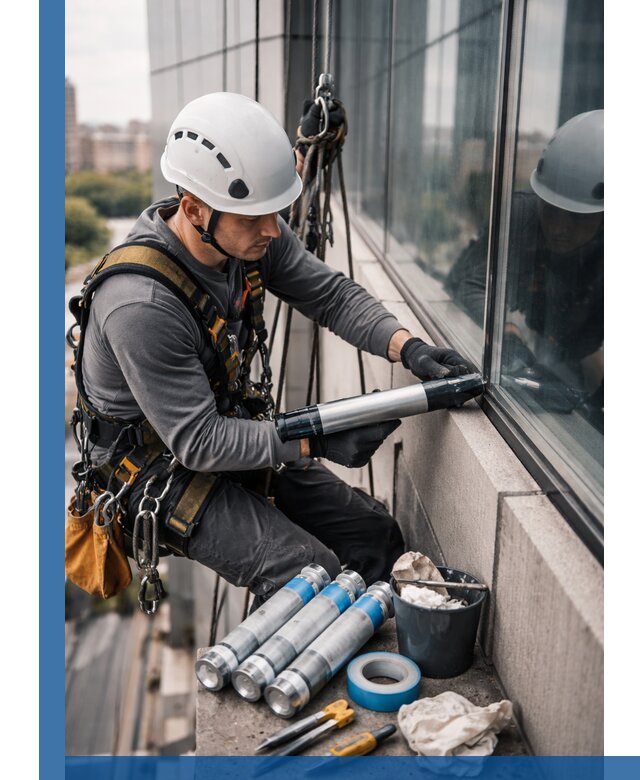 Герметизация стыков витража в Ельце для герметичных фасадов