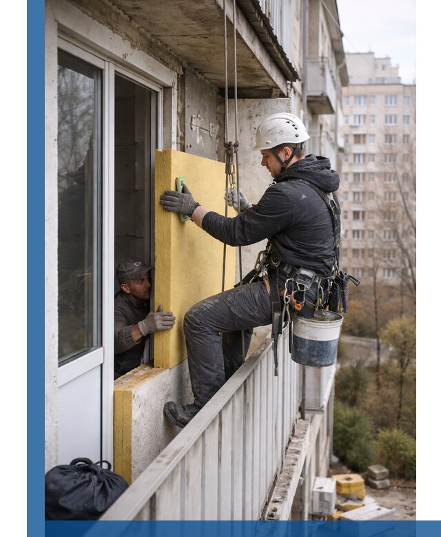 Профессиональное утепление балкона снаружи в Ельце под ключ