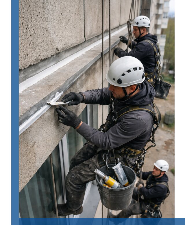 Герметизация примыкания балкона в Ельце под ключ с гарантией