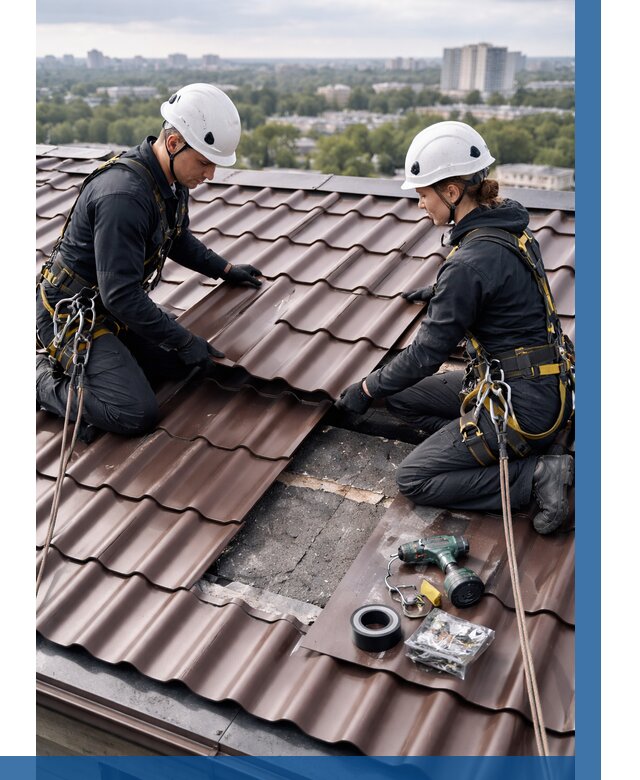 Ремонт металлочерепицы на крыше в Ельце от 924 р. | ВЫСОТНИК-Елц