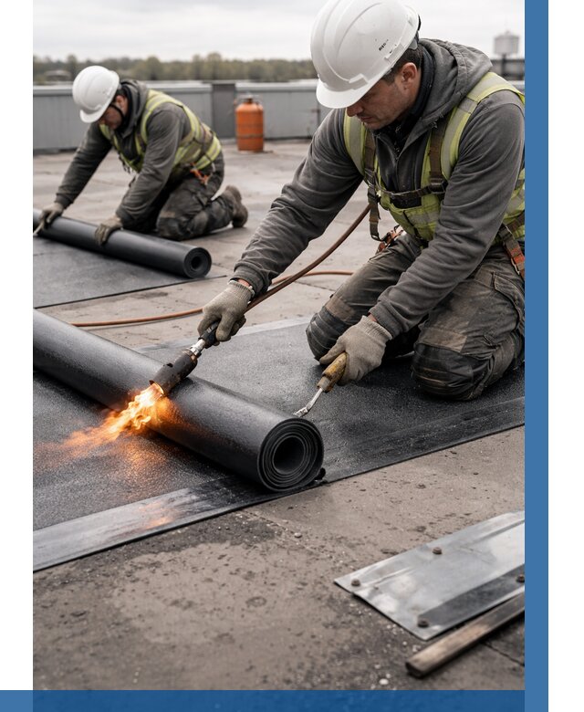 Монтаж наплавляемой кровли в Ельце от 873 р. — ВЫСОТНИК-Елц