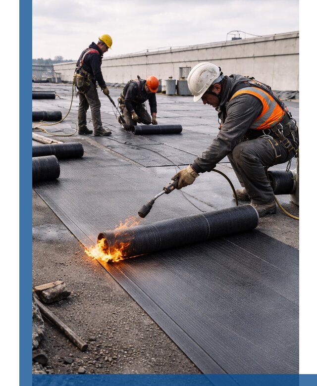 Монтаж наплавляемой кровли в Ельце профессионально