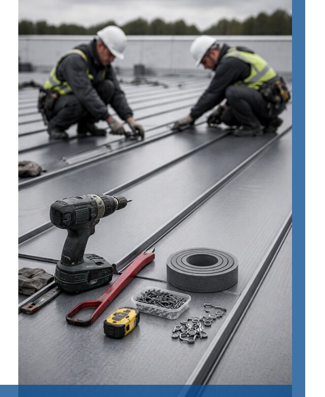 Монтаж фальцевой кровли в Ельце от 1848 р. | ВЫСОТНИК-Елц