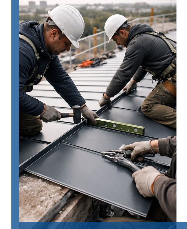 Монтаж фальцевой кровли в Ельце для промышленных зданий