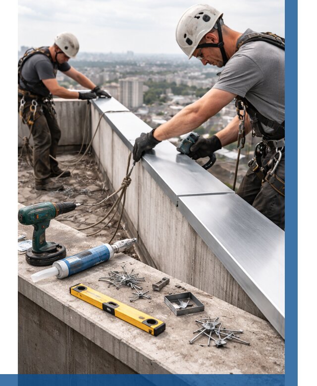 Монтаж парапетных крышек в Ельце от 821 р. | ВЫСОТНИК-Елц