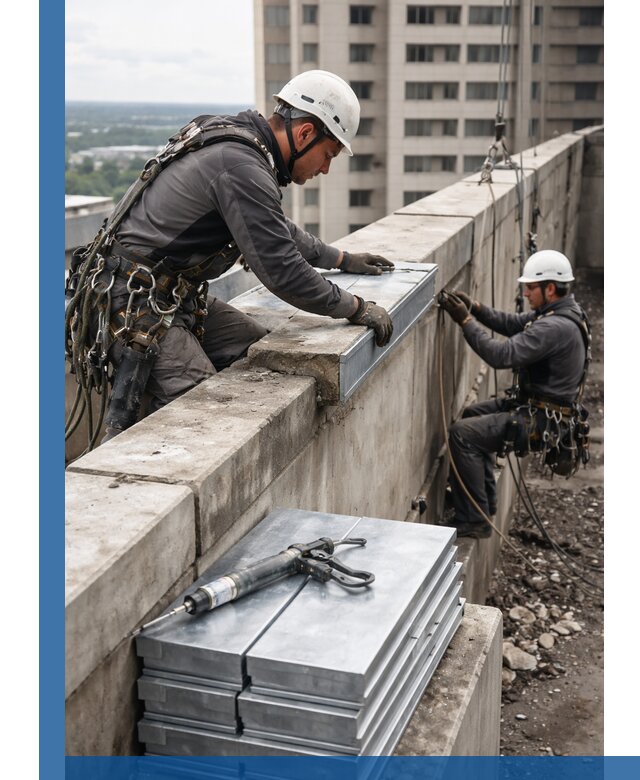 Замена парапетных крышек и установка новых в Ельце