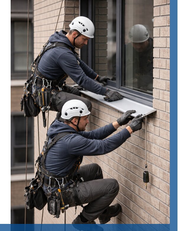 Монтаж оконных отливов под ключ в Ельце от 3594 р. | ВЫСОТНИК-Елц