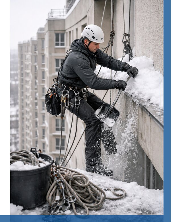 Очистка карнизов от снега в Ельце от 308 р. | ВЫСОТНИК-Елц