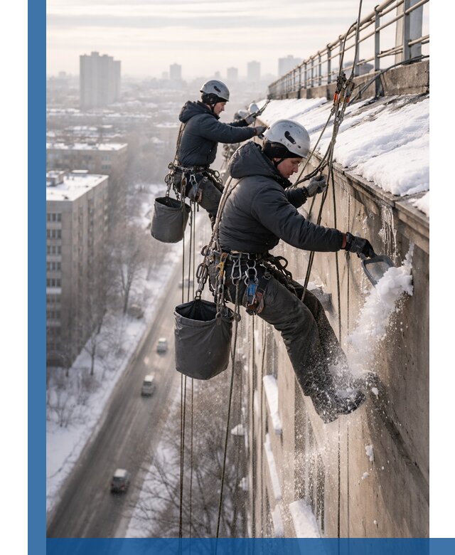 Очистка карнизов от снега в Ельце профессионально и безопасно