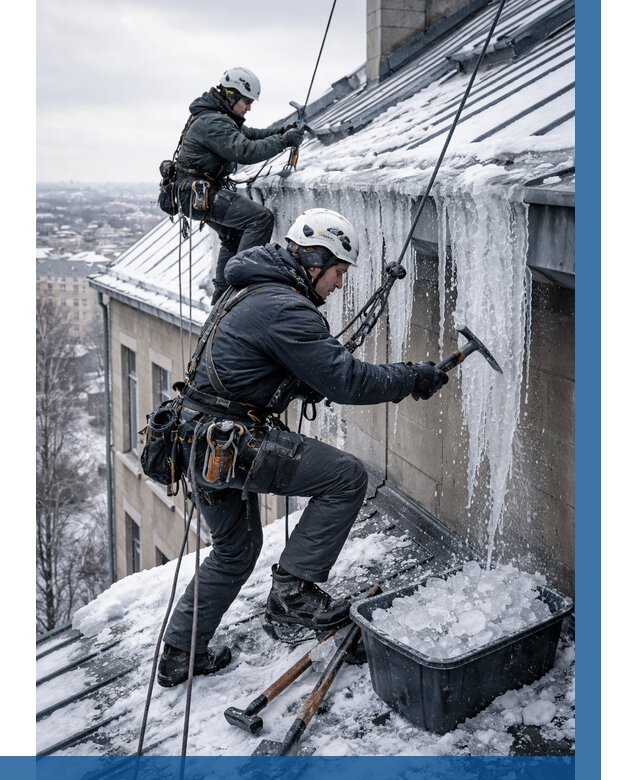 Удаление наледи с кровли в Ельце от 5647 р. | ВЫСОТНИК-Елц