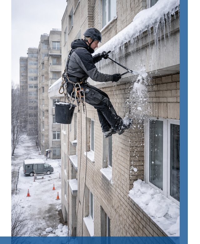 Удаление наледи с карнизов в Ельце от 359 р. | ВЫСОТНИК-Елц