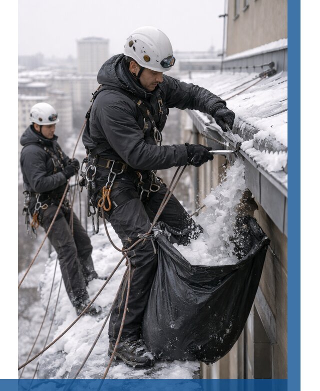 Аварийная очистка крыши в Ельце под ключ от 308 р. | ВЫСОТНИК-Елц