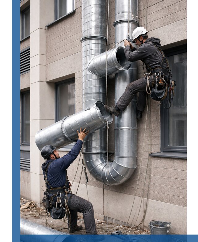 Монтаж фасадных воздуховодов в Ельце с герметизацией и крепежом