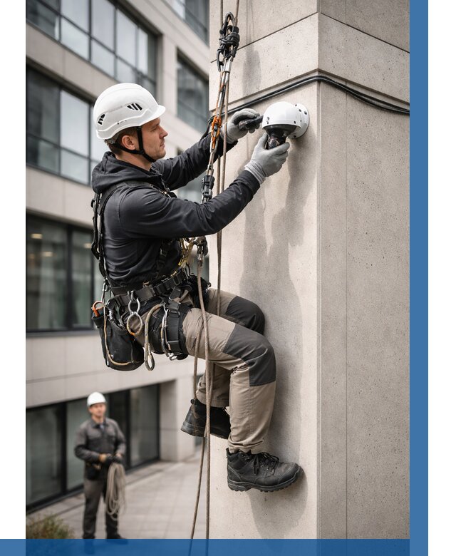 Монтаж камер видеонаблюдения на фасаде в Ельце от 8728 р.-ВЫСОТНИК-Елц