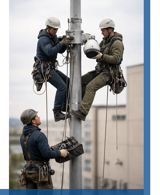 Установка видеокамер на мачте в Ельце от 8728 р. | ВЫСОТНИК-Елц