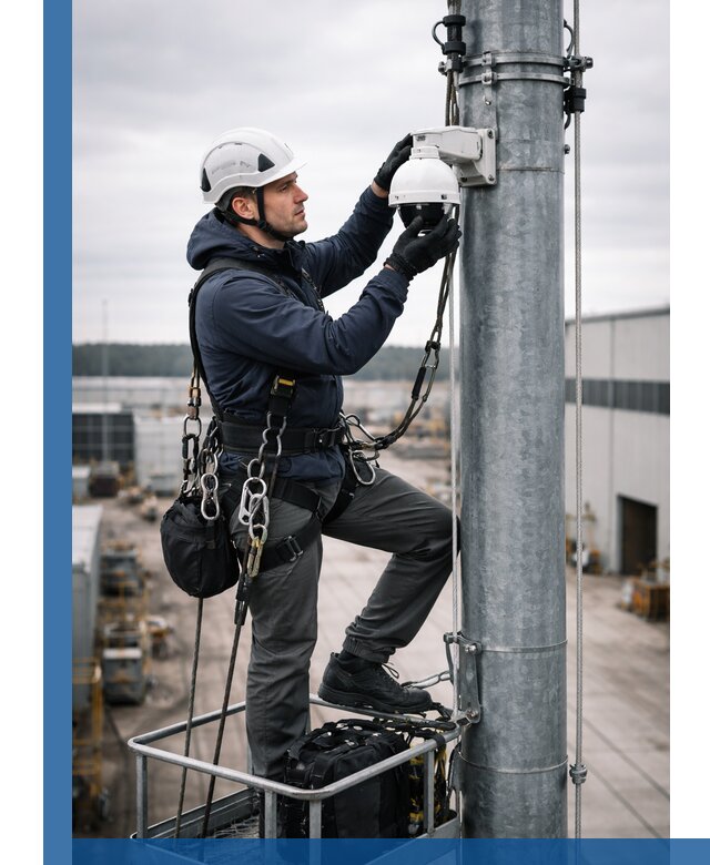 Профессиональная установка видеокамер на мачте в Ельце