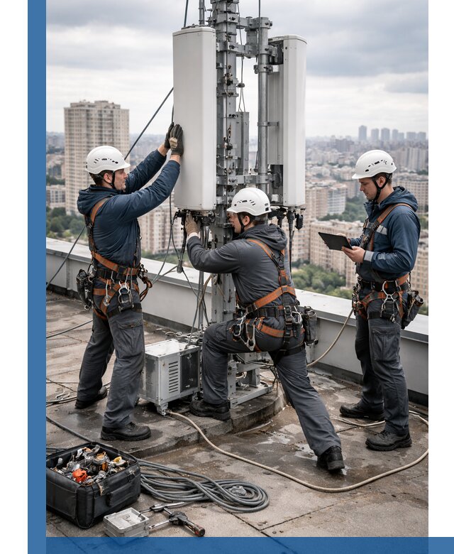 Монтаж антенн связи на крыше в Ельце с вводом в эксплуатацию