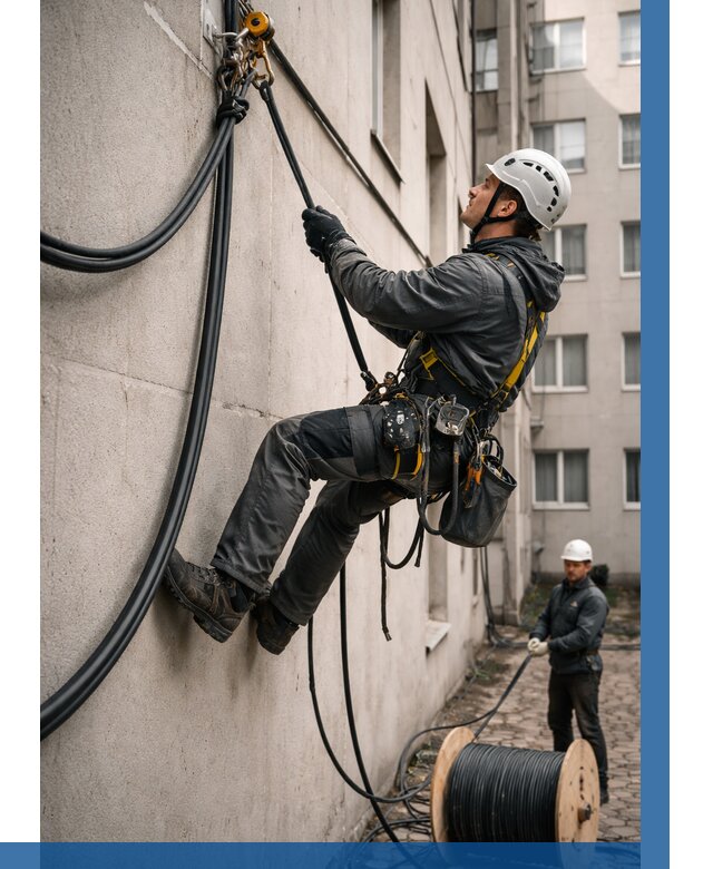 Протяжка кабеля питания на высоте в Ельце от 462 р. | ВЫСОТНИК-Елц