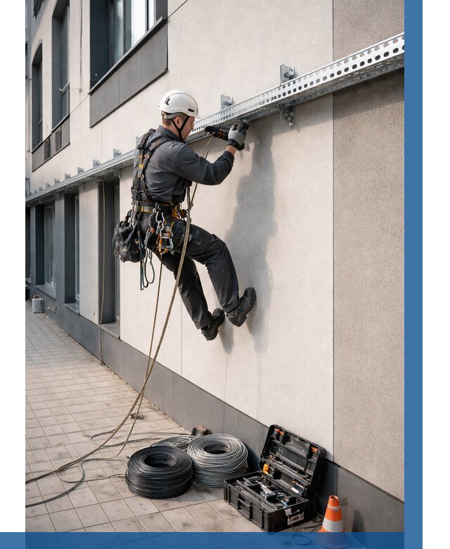 Монтаж кабельных лотков на фасаде в Ельце от 1232 р. | ВЫСОТНИК-Елц