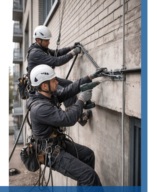 Крепление кабеля на фасаде в Ельце от 359 р. | ВЫСОТНИК-Елц