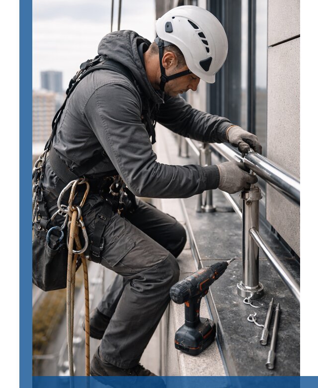 Монтаж ограждений на высоте в Ельце для зданий и конструкций