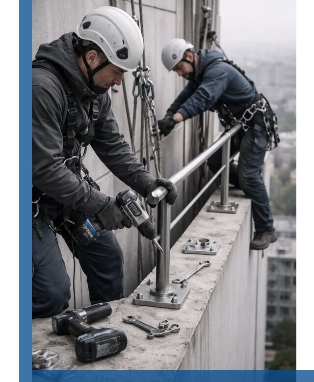 Монтаж перил на высоте в Ельце для жилых и промобъектов