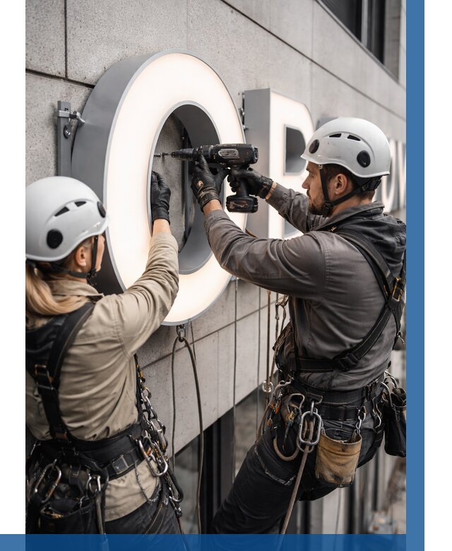 Монтаж световых букв в Ельце от 3080 р. под ключ ВЫСОТНИК-Елц