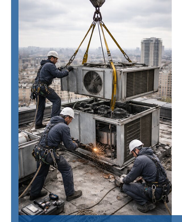 Демонтаж крышной установки в Ельце любой сложности