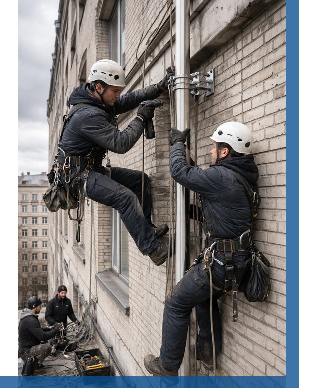 Монтаж флагштока на здании в Ельце от 6674 р. | ВЫСОТНИК-Елц