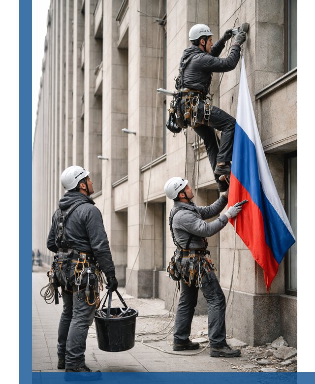 Профессиональная установка флагов на фасаде в Ельце