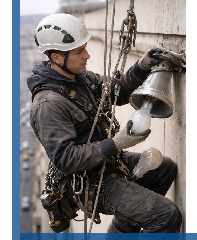 Замена ламп на высоте в Ельце профессионально и быстро