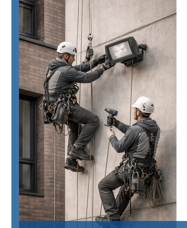 Профессиональный монтаж фасадных прожекторов в Ельце под ключ