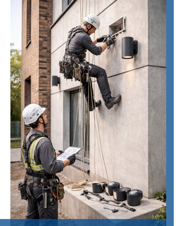 Монтаж фасадного освещения в Ельце от 2567 р. | ВЫСОТНИК-Елц