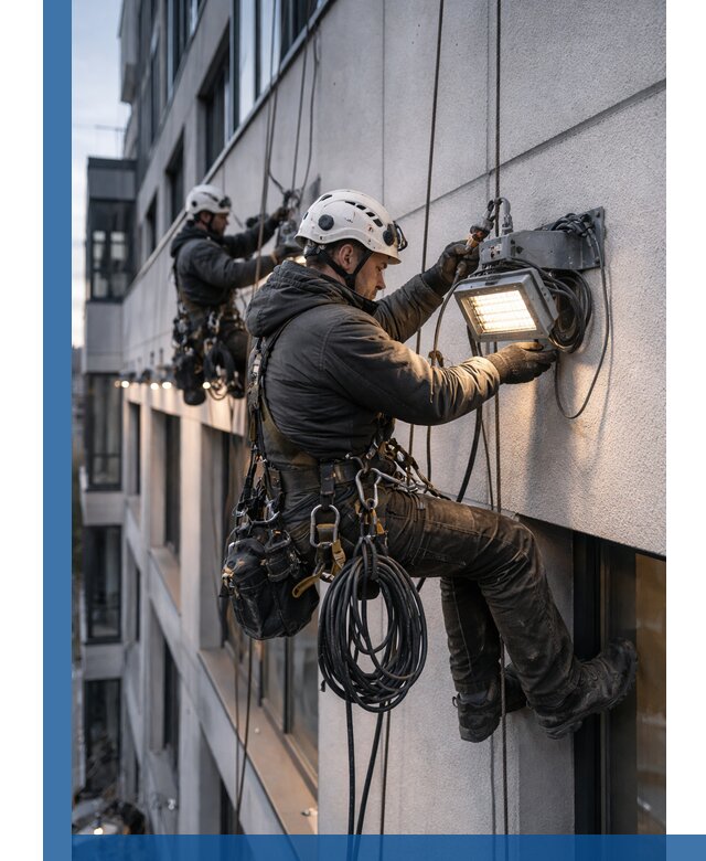 Монтаж фасадного освещения в Ельце установка и подключение