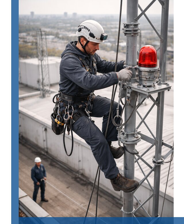 Монтаж заградительных огней и обслуживание объектов в Ельце