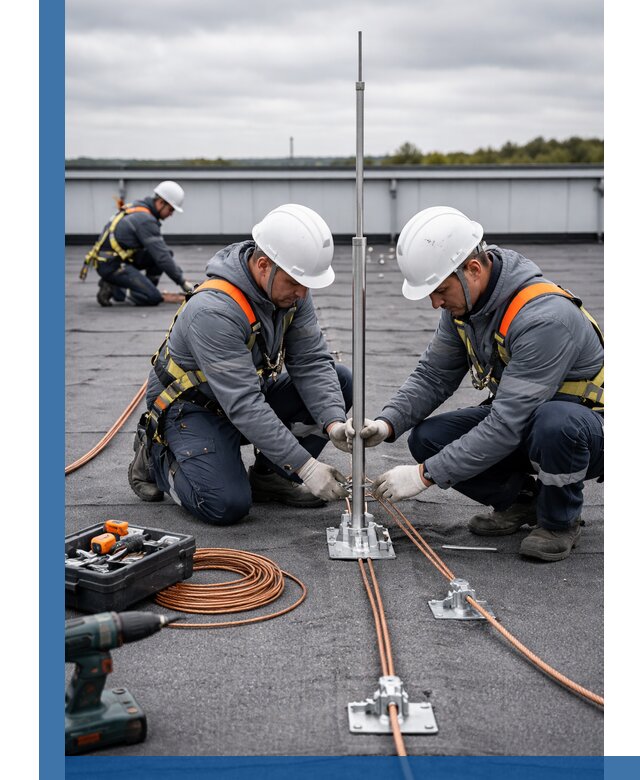 Монтаж молниезащиты на кровле в Ельце под ключ с гарантией